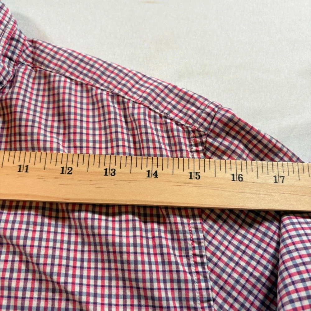 Banana Republic Button Down Shirt Mens Small Camden Fit Red Gingham Cotton LS